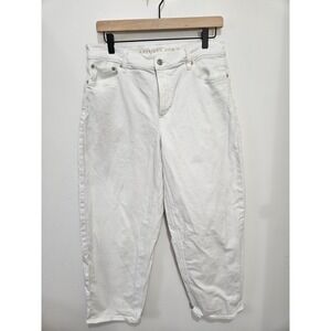 American Eagle White Barrel Jeans Womens Size 10 High Rise Relaxed Curved Leg